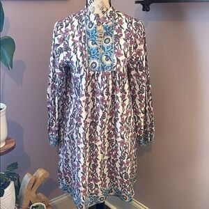 Victoria Dunn Floral Tunic with Blue and Purple Accents